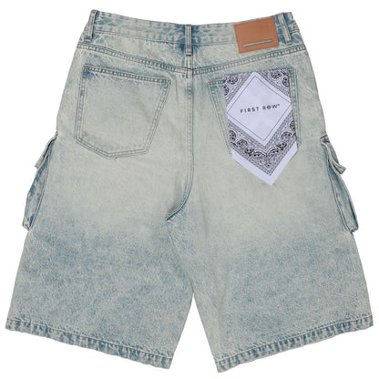 FIRST ROW Washed Multi Cargo Denim Jorts