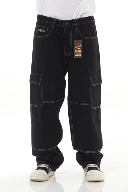STYLO Skater Baggy Double Embroidery Jeans