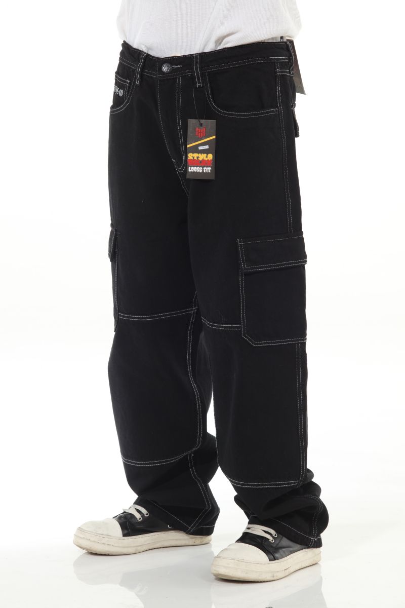 STYLO Skater Baggy Double Embroidery Jeans