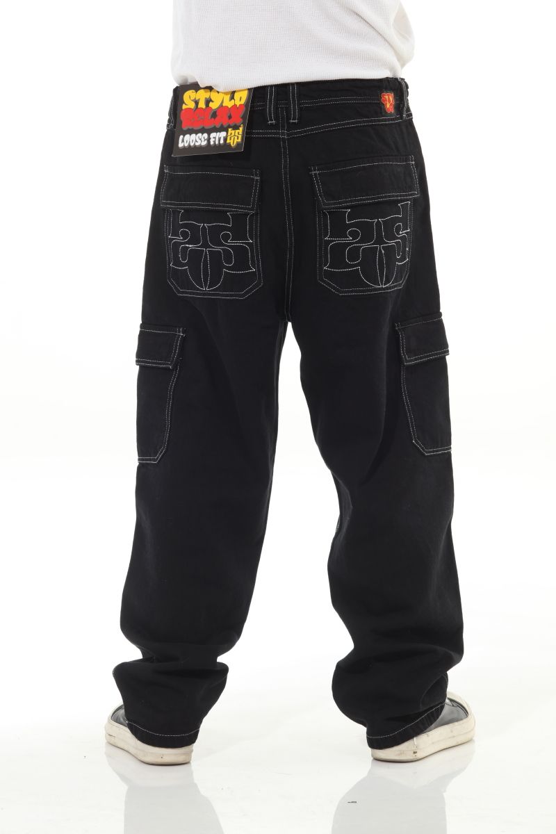 STYLO Skater Baggy Double Embroidery Jeans