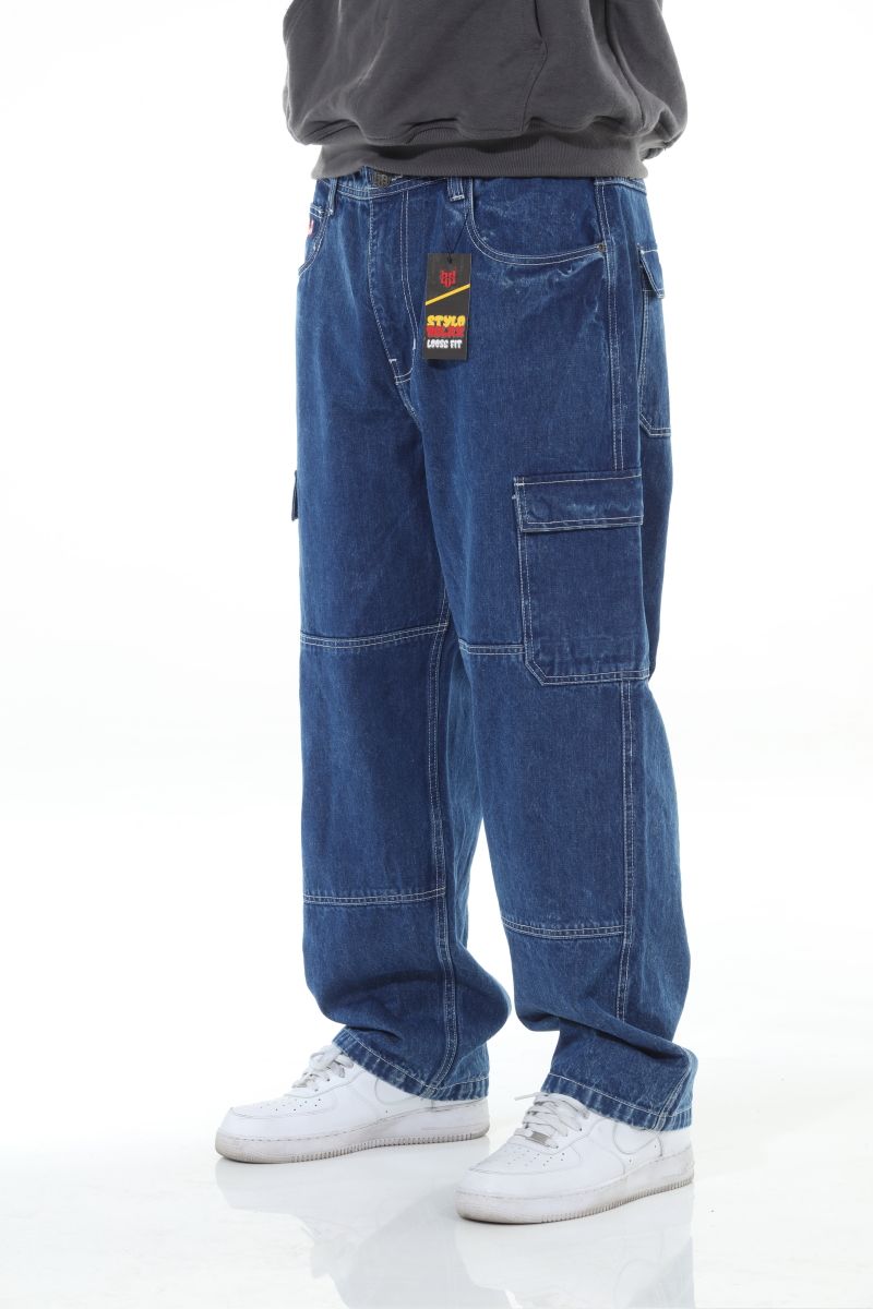 STYLO Skater Baggy Double Embroidery Jeans