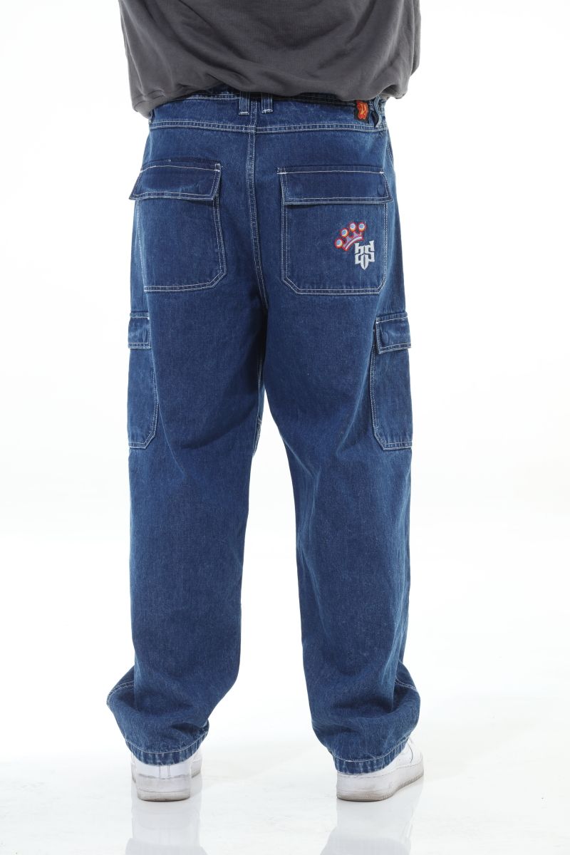 STYLO Skater Baggy Double Embroidery Jeans