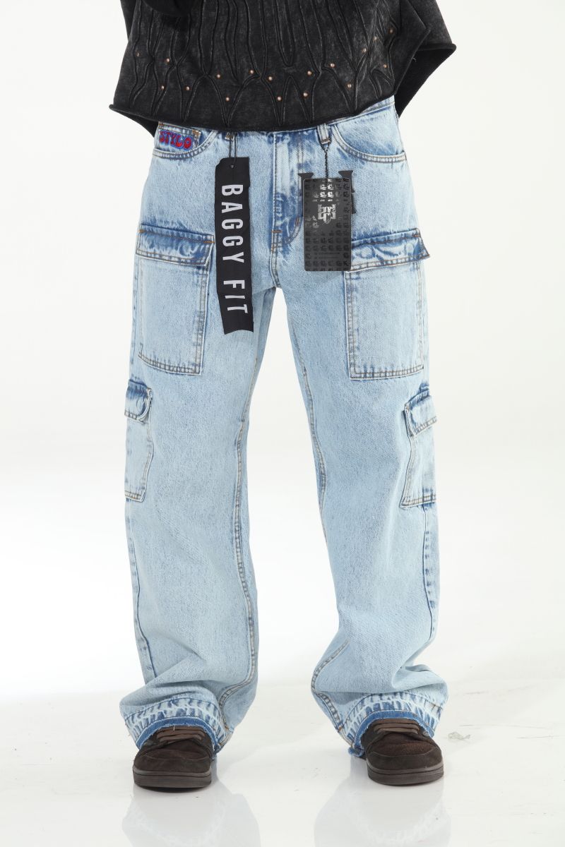 STYLO Cargo Embroidery Baggy Jeans