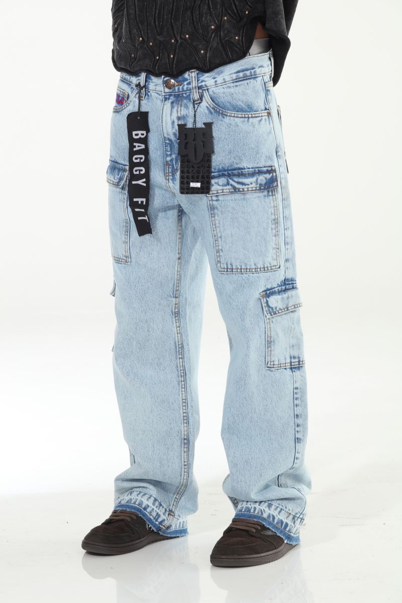 STYLO Cargo Embroidery Baggy Jeans