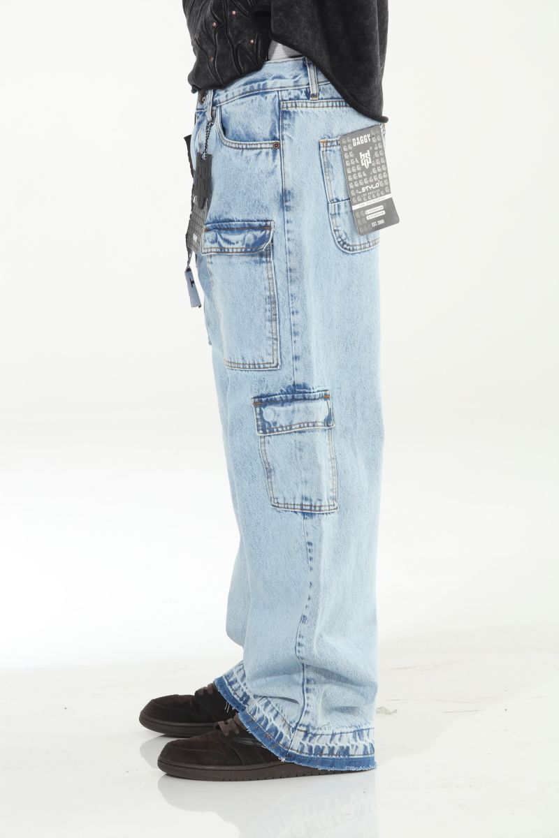 STYLO Cargo Embroidery Baggy Jeans