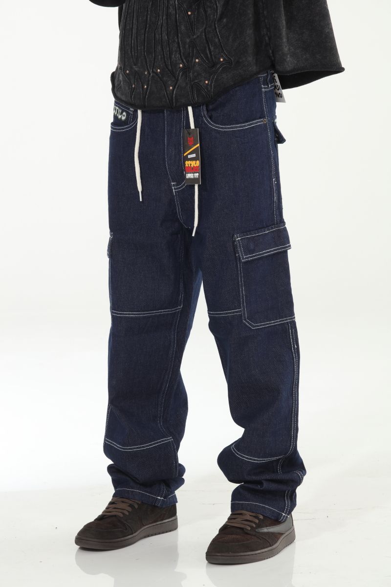 STYLO Skater Baggy Double Embroidery Jeans