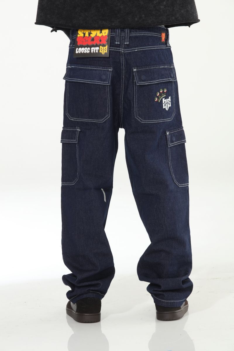 STYLO Skater Baggy Double Embroidery Jeans