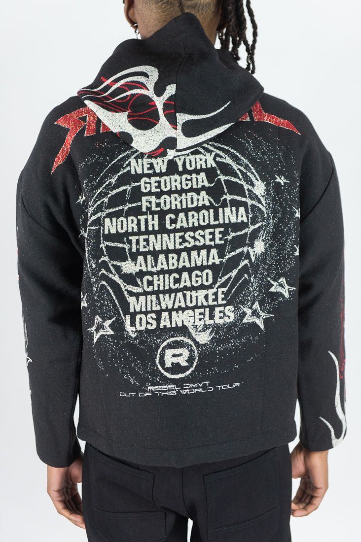 REBEL MINDS Mad Dog Rhinestone Tapestry Hoodie