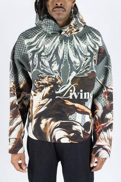 REBEL MINDS Heaven Rhinestone Tapestry Hoodie