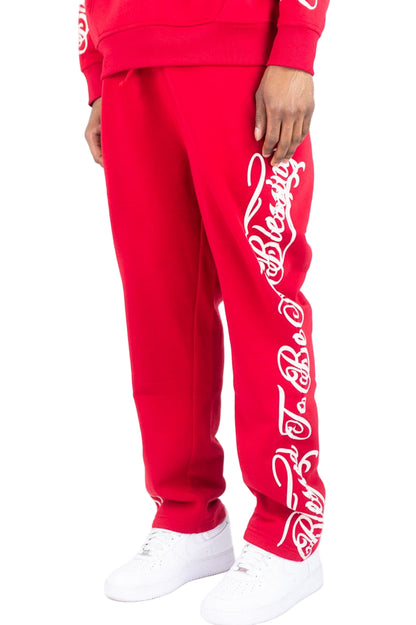 REBEL MINDS Script Blessed Fleece Sweatpants