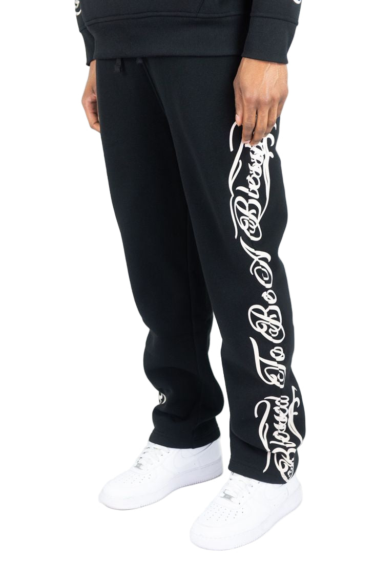 REBEL MINDS Script Blessed Fleece Sweatpants