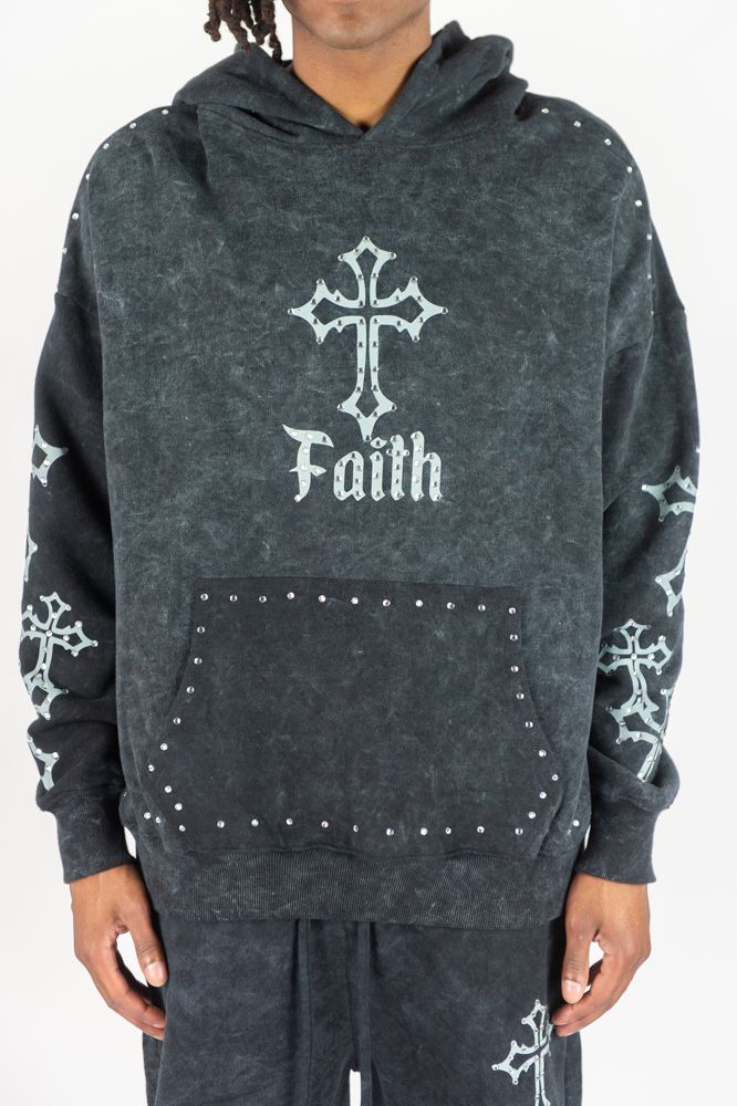 REBEL MINDS Stud Faith Oversized Hoodie