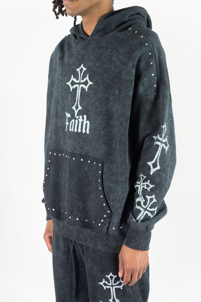 REBEL MINDS Stud Faith Oversized Hoodie