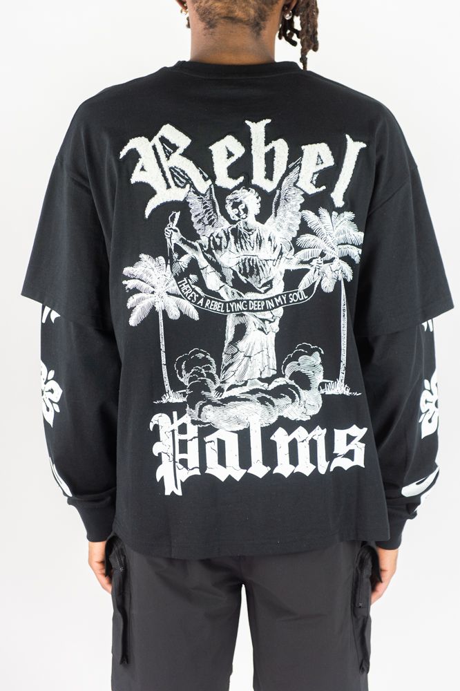 REBEL MINDS Palms Twofer Graphic Long Sleeve T-shirt
