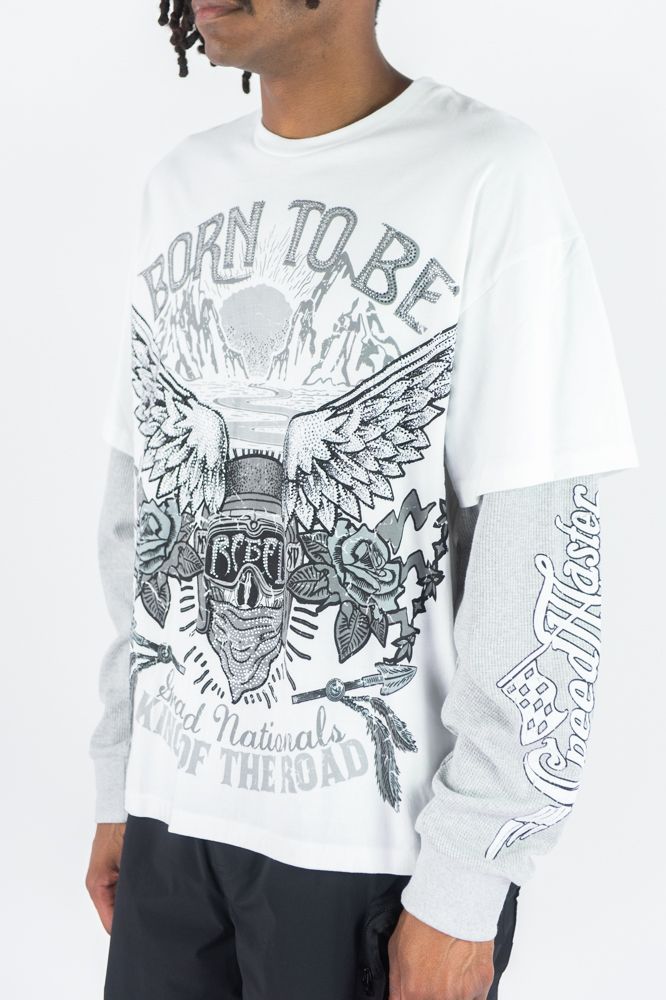 REBEL MINDS Born To Be Twofer Graphic Long Sleeve T-shirt