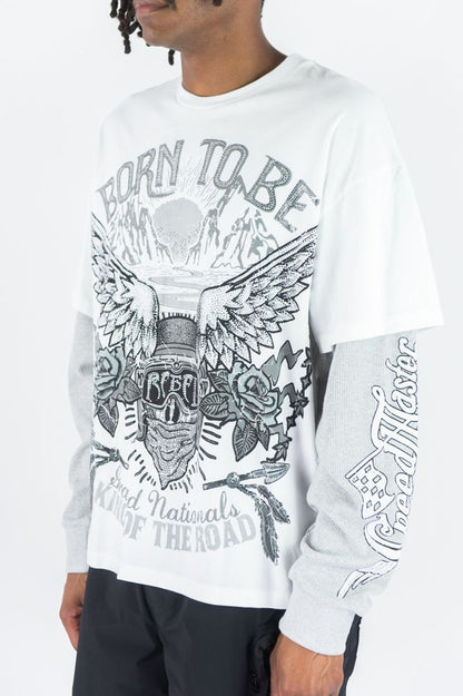 REBEL MINDS Born To Be Twofer Graphic Long Sleeve T-shirt