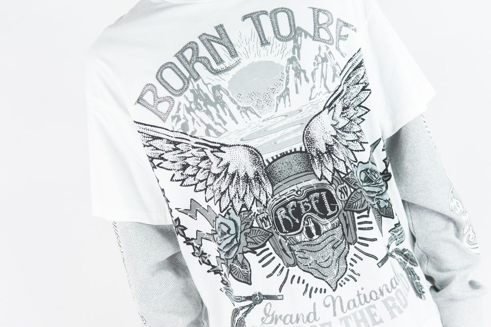 REBEL MINDS Born To Be Twofer Graphic Long Sleeve T-shirt