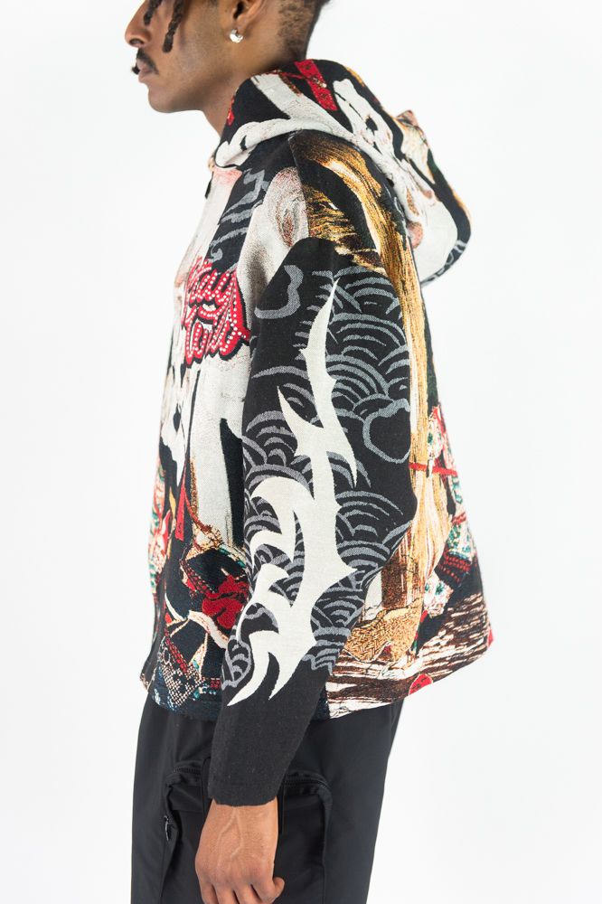 REBEL MINDS Stay Wild Rhinestone Tapestry Hoodie