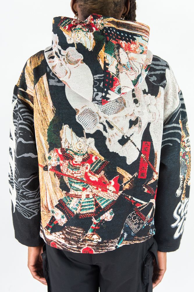 REBEL MINDS Stay Wild Rhinestone Tapestry Hoodie
