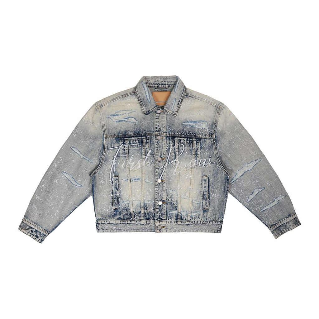 FIRST ROW Allover Rhine Stone Denim Trucker Jacket