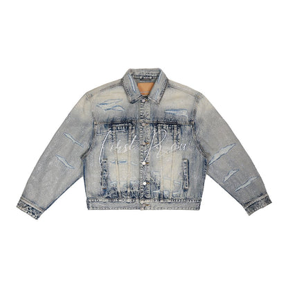 FIRST ROW Allover Rhine Stone Denim Trucker Jacket