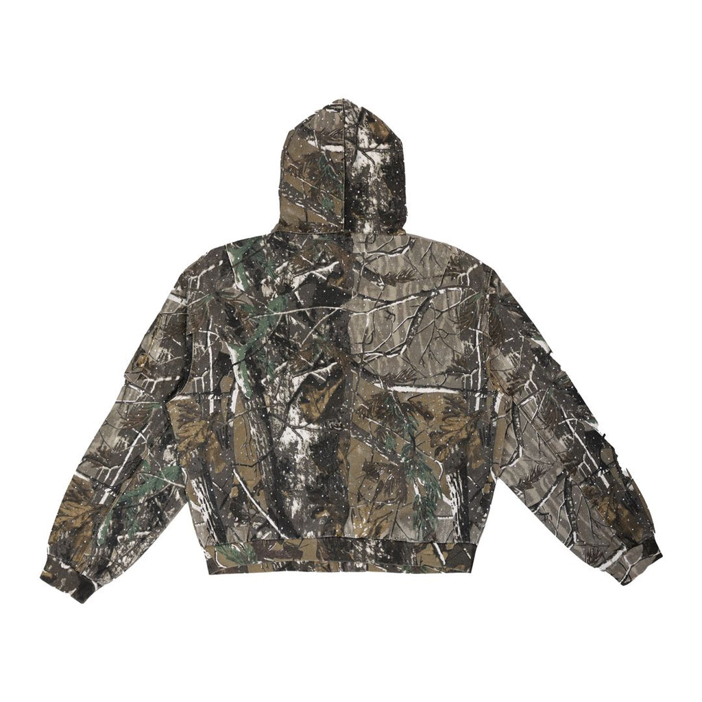 FIRST ROW Allover Stud Cropped Hood Jacket