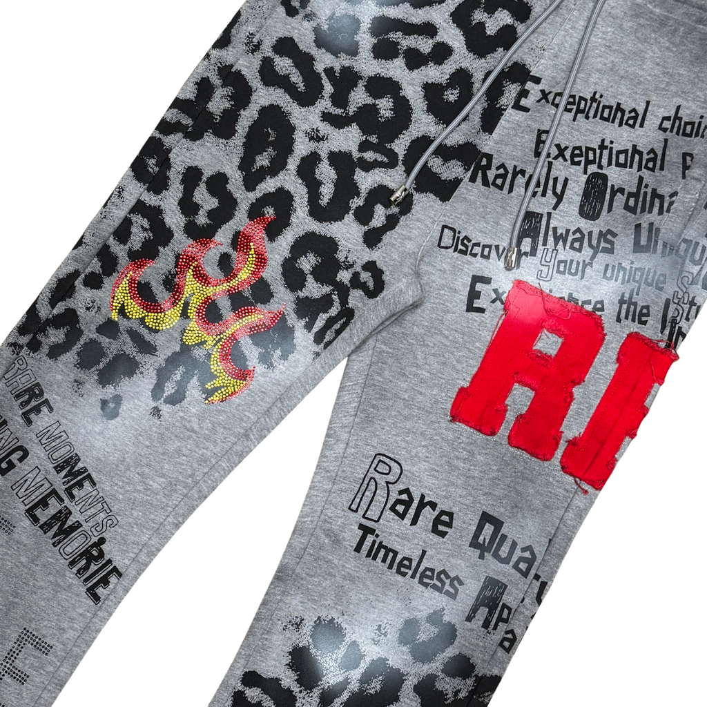 RARE PEACE ALL OVER PRINT SWEATPANTS W/ RHINESTONE DETAIL