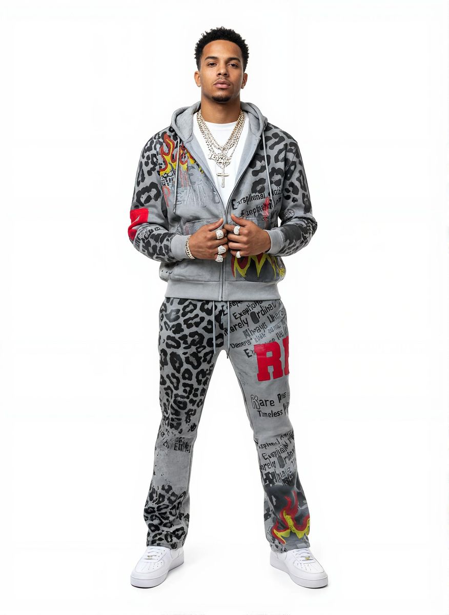 RARE PEACE ALL OVER PRINT SWEATPANTS W/ RHINESTONE DETAIL
