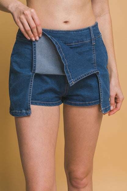 Double Side Slit Denim Skort