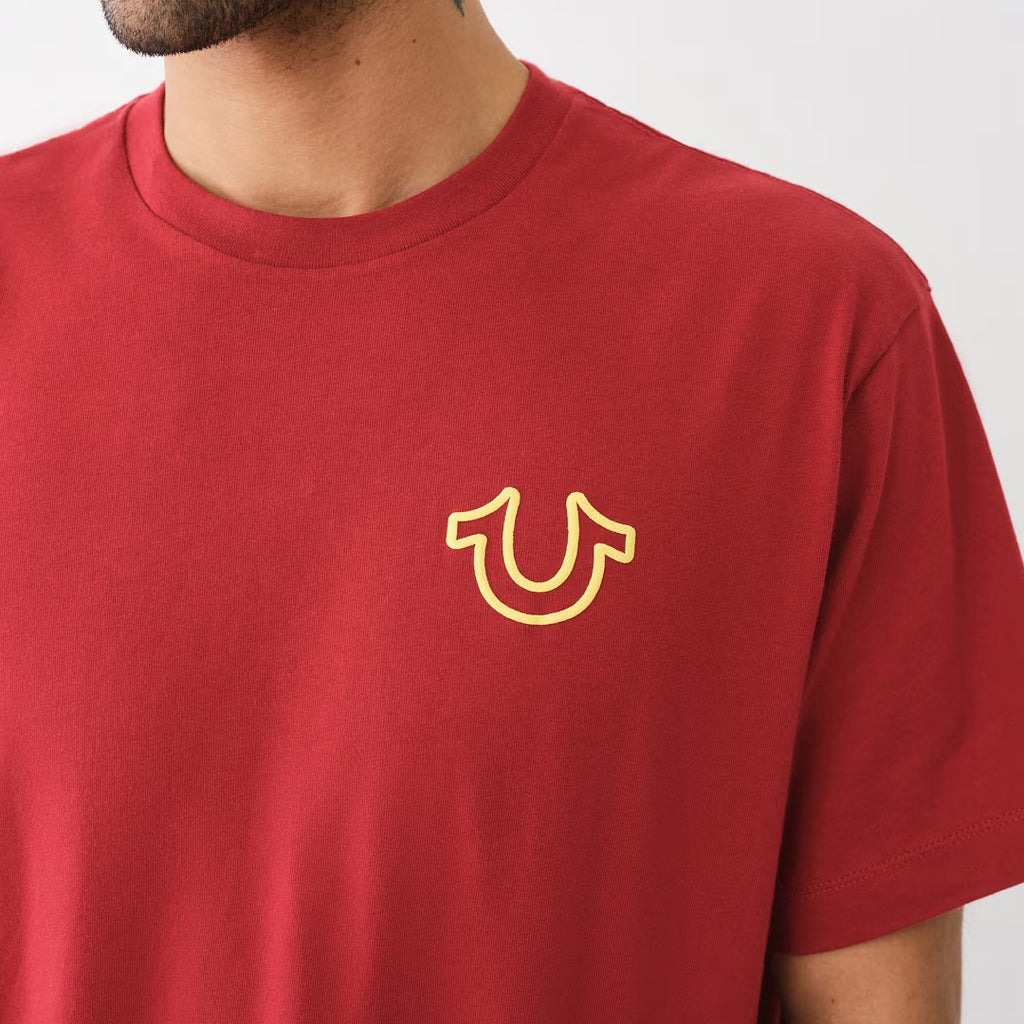 TRUE RELIGION Logo Overseam Puff Print Graphic T-Shirt