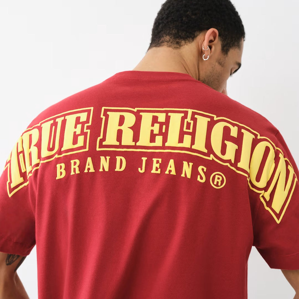 TRUE RELIGION Logo Overseam Puff Print Graphic T-Shirt