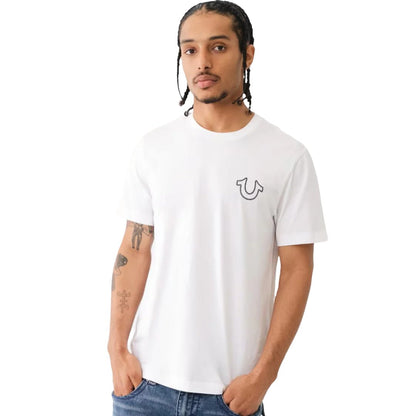 TRUE RELIGION Logo Ladder Stitch Puff Print Graphic T-Shirt