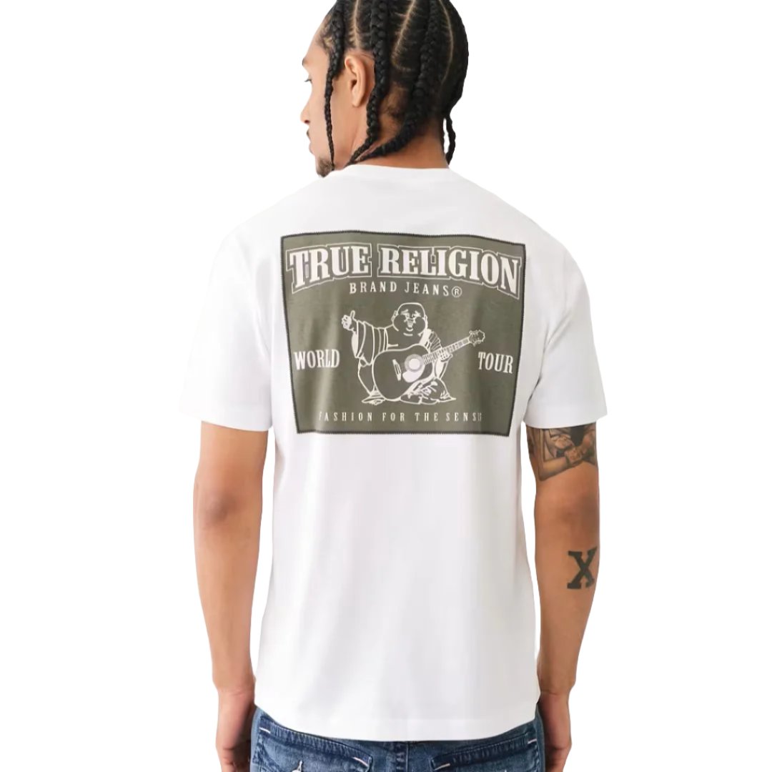 TRUE RELIGION Logo Ladder Stitch Puff Print Graphic T-Shirt