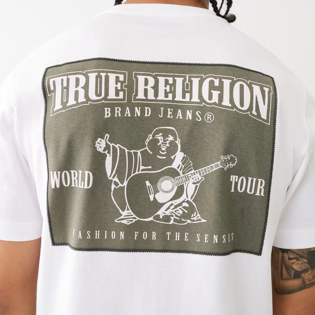 TRUE RELIGION Logo Ladder Stitch Puff Print Graphic T-Shirt