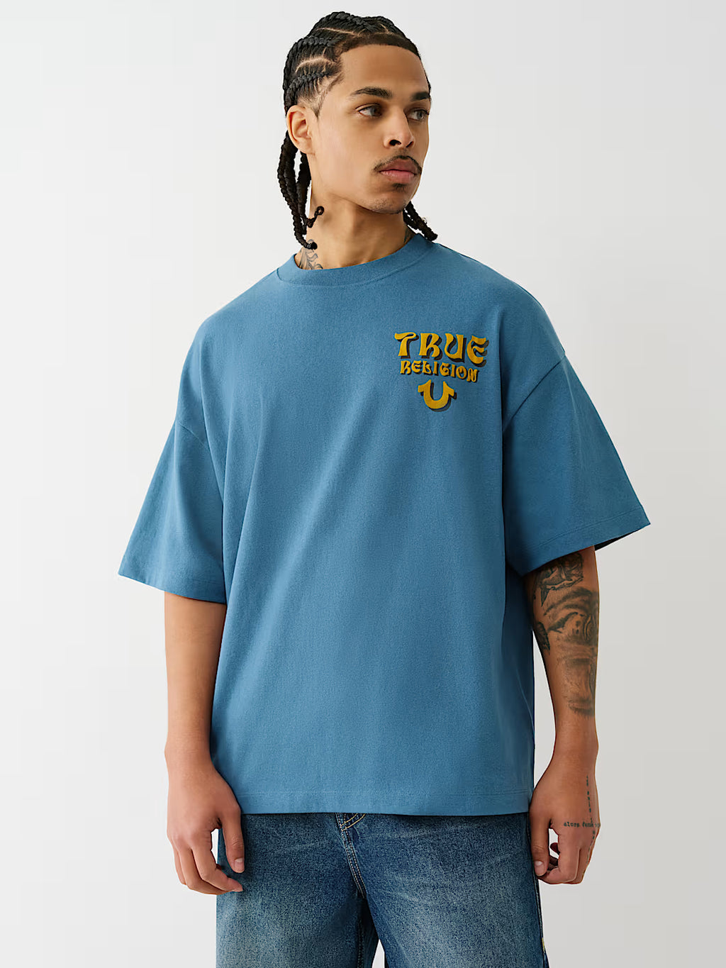 TRUE RELIGION Flocked Logo Oversized Tee