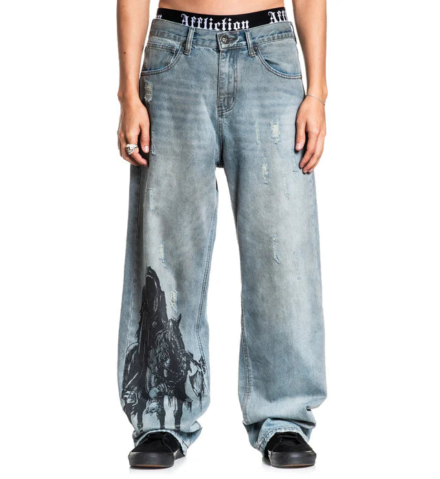 AFFLICTION Wide Leg Black Night Denim