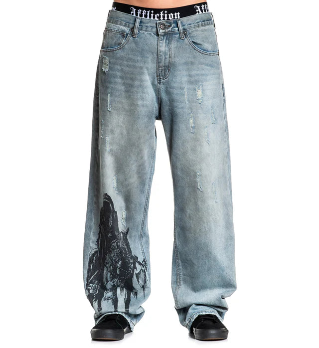 AFFLICTION Wide Leg Black Night Denim