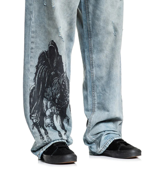 AFFLICTION Wide Leg Black Night Denim