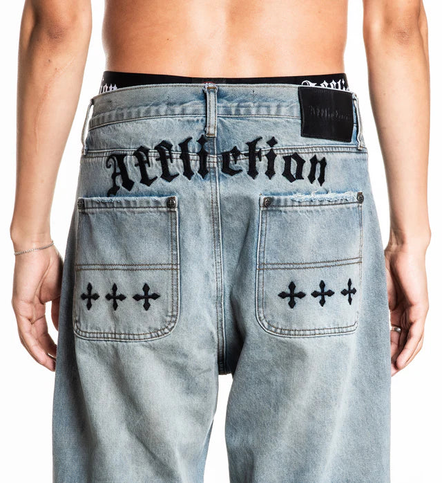 AFFLICTION Wide Leg Black Night Denim