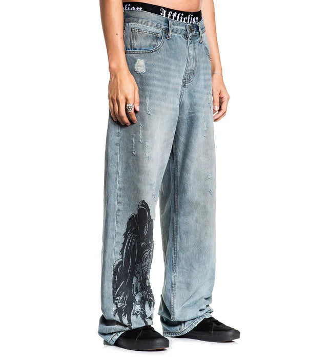 AFFLICTION Wide Leg Black Night Denim