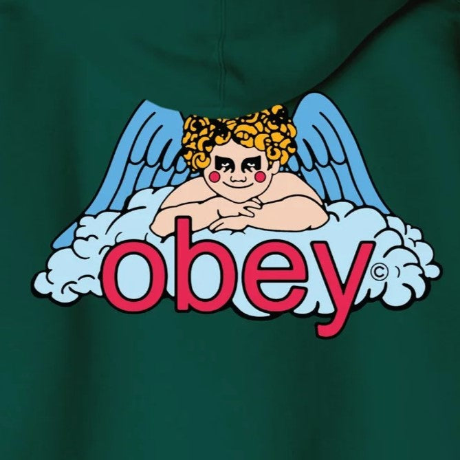 OBEY Heaven Angel Full Zip Hoodie Sweatshirt - Green
