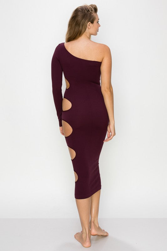 Side Cutout One Shoulder Dress