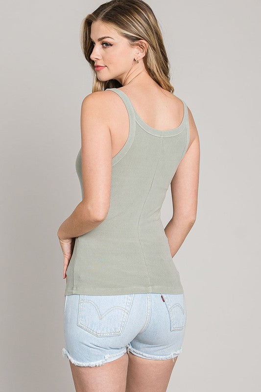 Vintage Washed Scoop Neck Rib Tank