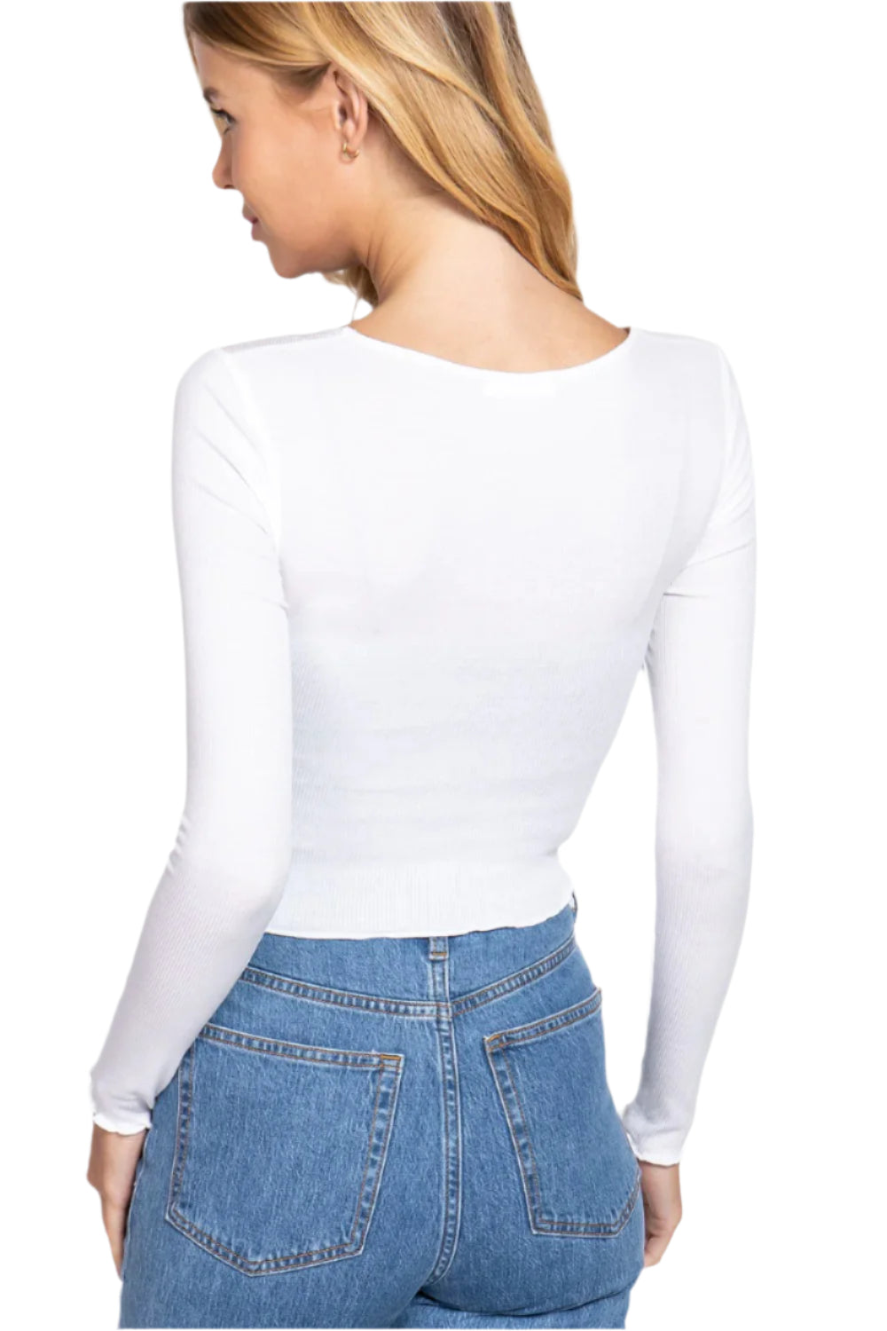 Long Sleeve V-neck Front Twisted Knit Top