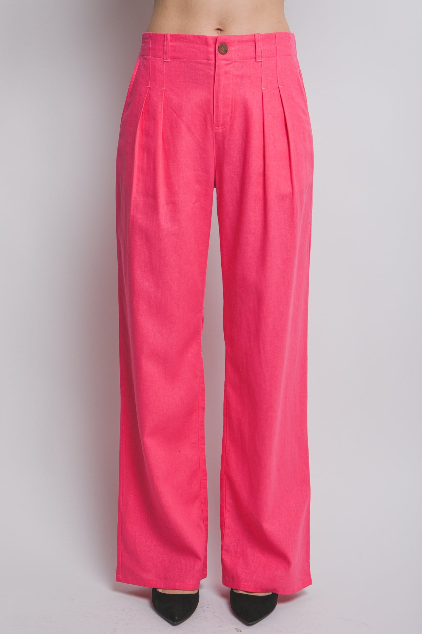 Linen Tailored Wide Leg Pants