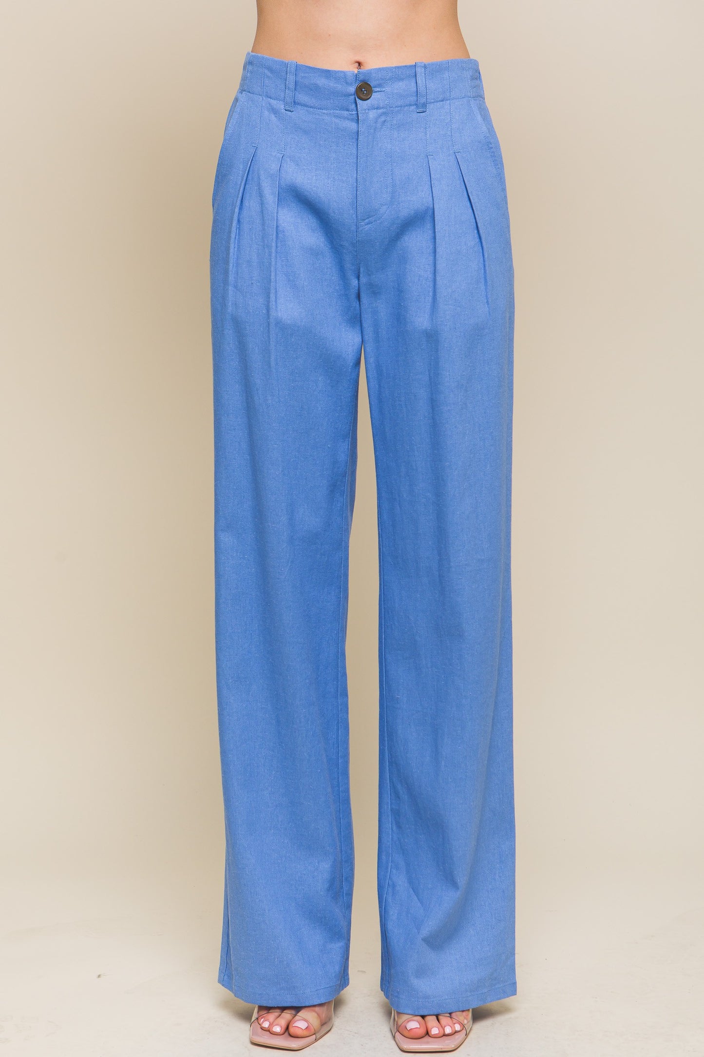 Linen Tailored Wide Leg Pants