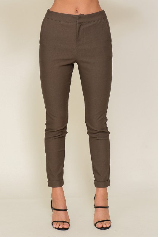 Twill French Seam Boot Cut Trousers