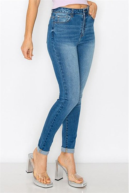 Rayon High Rise Skinny Denim Pants
