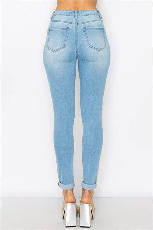 Rayon High Rise Skinny Denim Pants