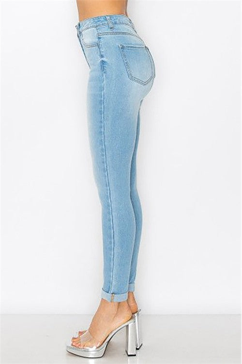 Rayon High Rise Skinny Denim Pants